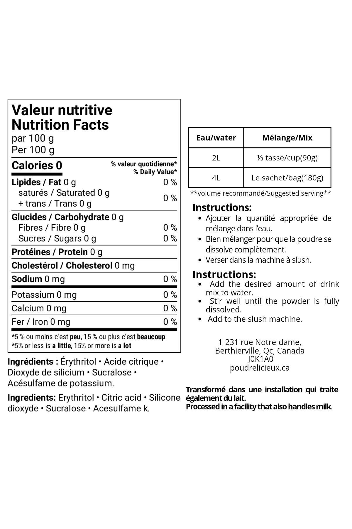 Base neutre sans sucre - 0 calorie
