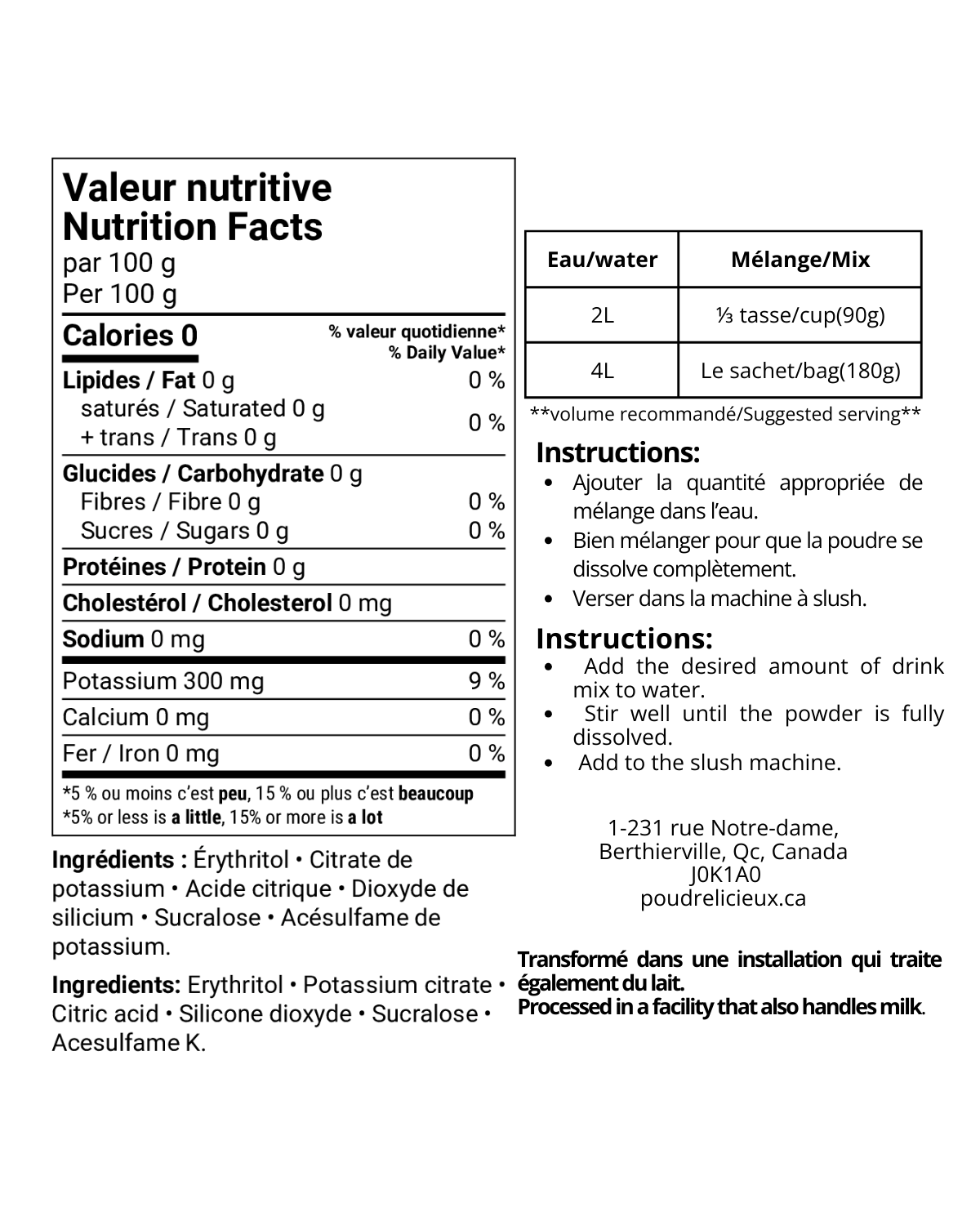 Base neutre sans sucre - 0 calorie