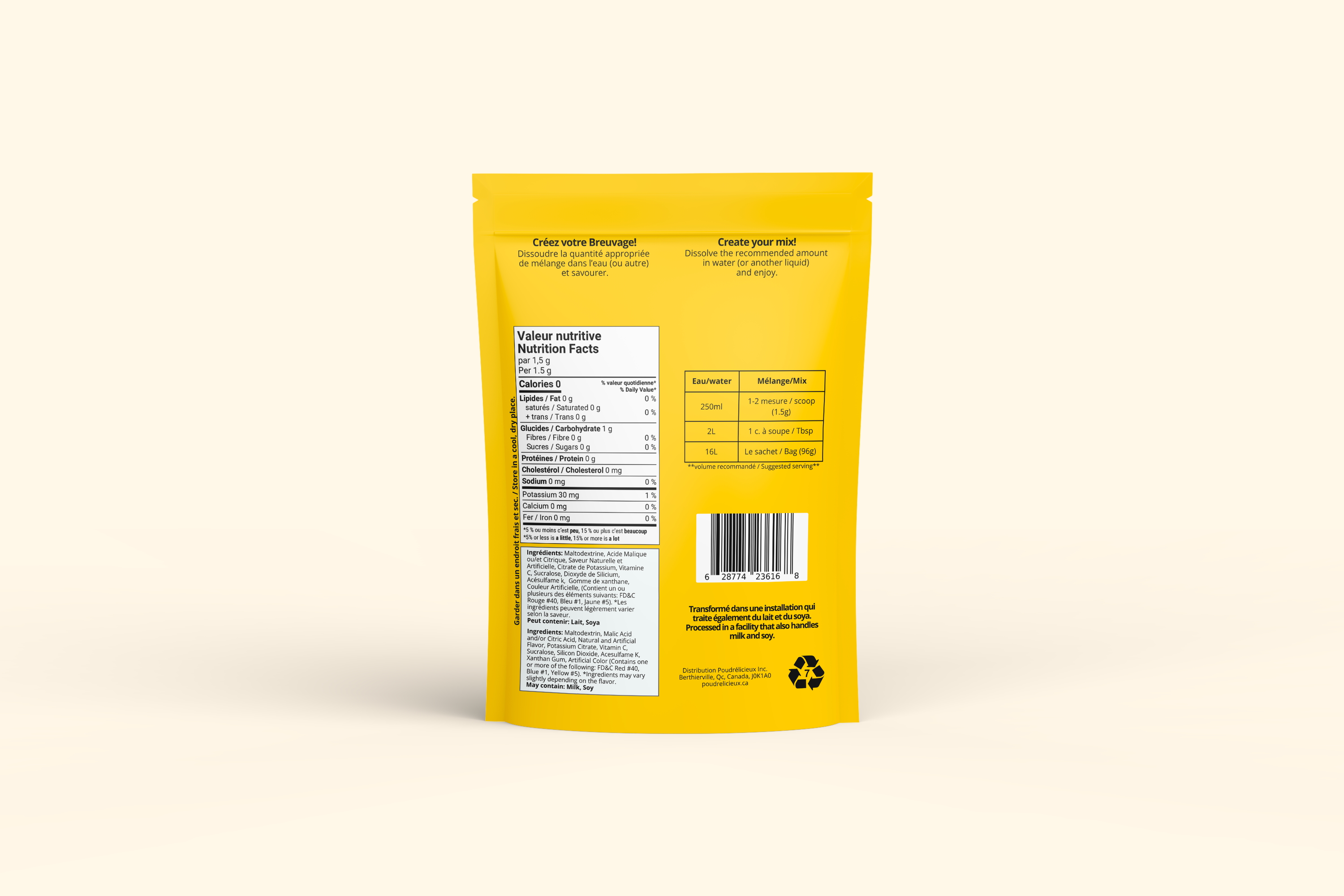 Limonade | Mélange à boisson sans sucre | 64 portions