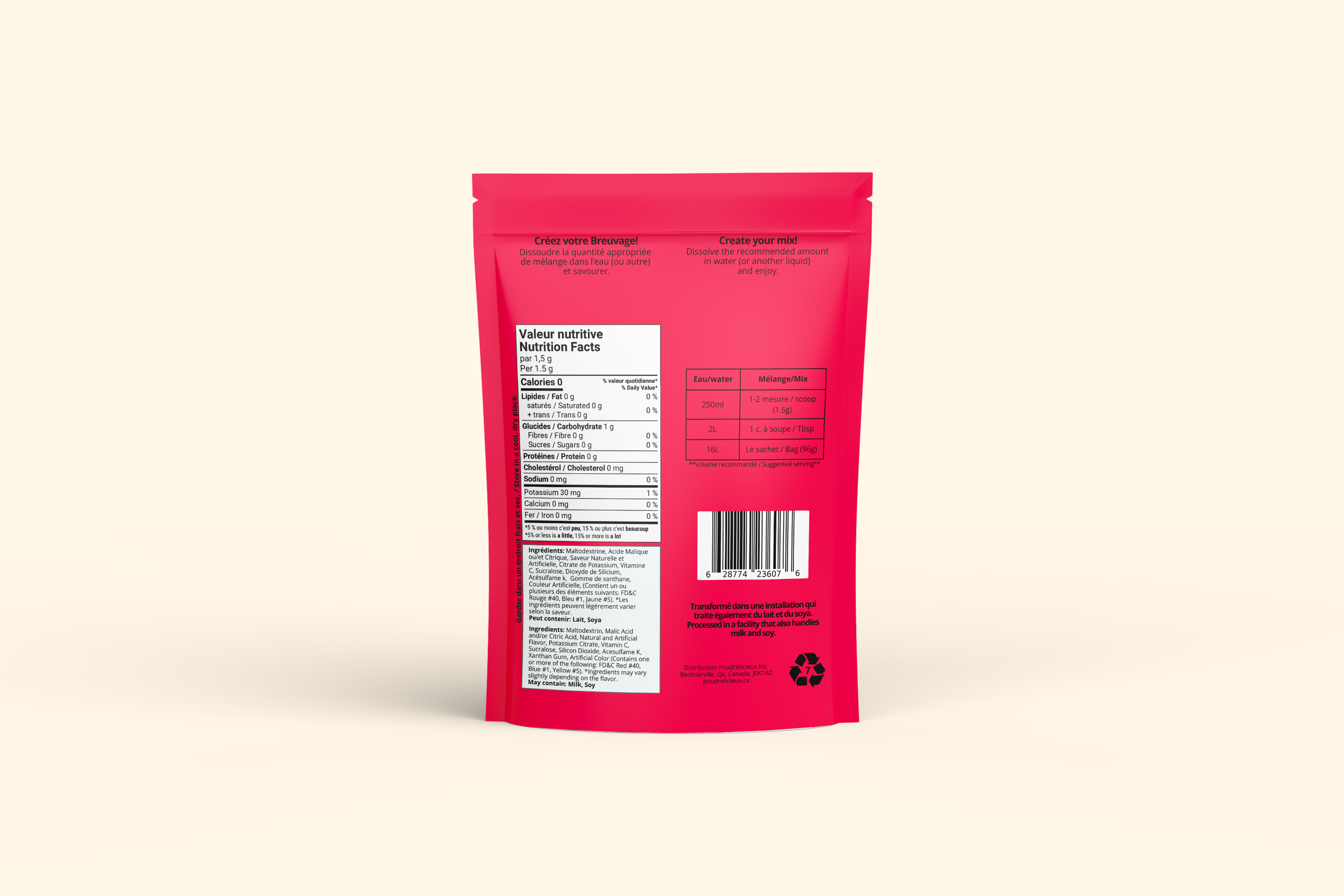 Cerise bonbon | Mélange à boisson sans sucre | 64 portions