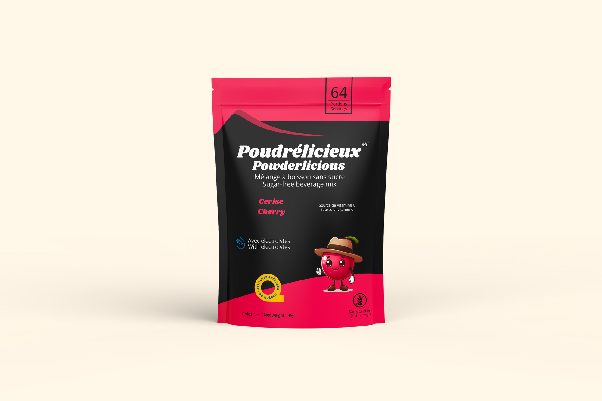 Cerise bonbon | Mélange à boisson sans sucre | 64 portions