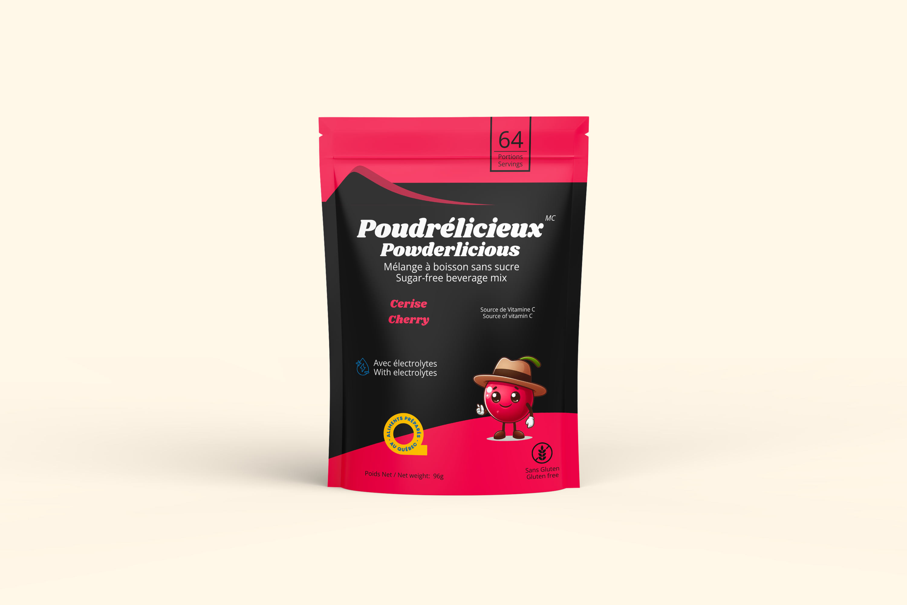 Cerise bonbon | Mélange à boisson sans sucre | 64 portions
