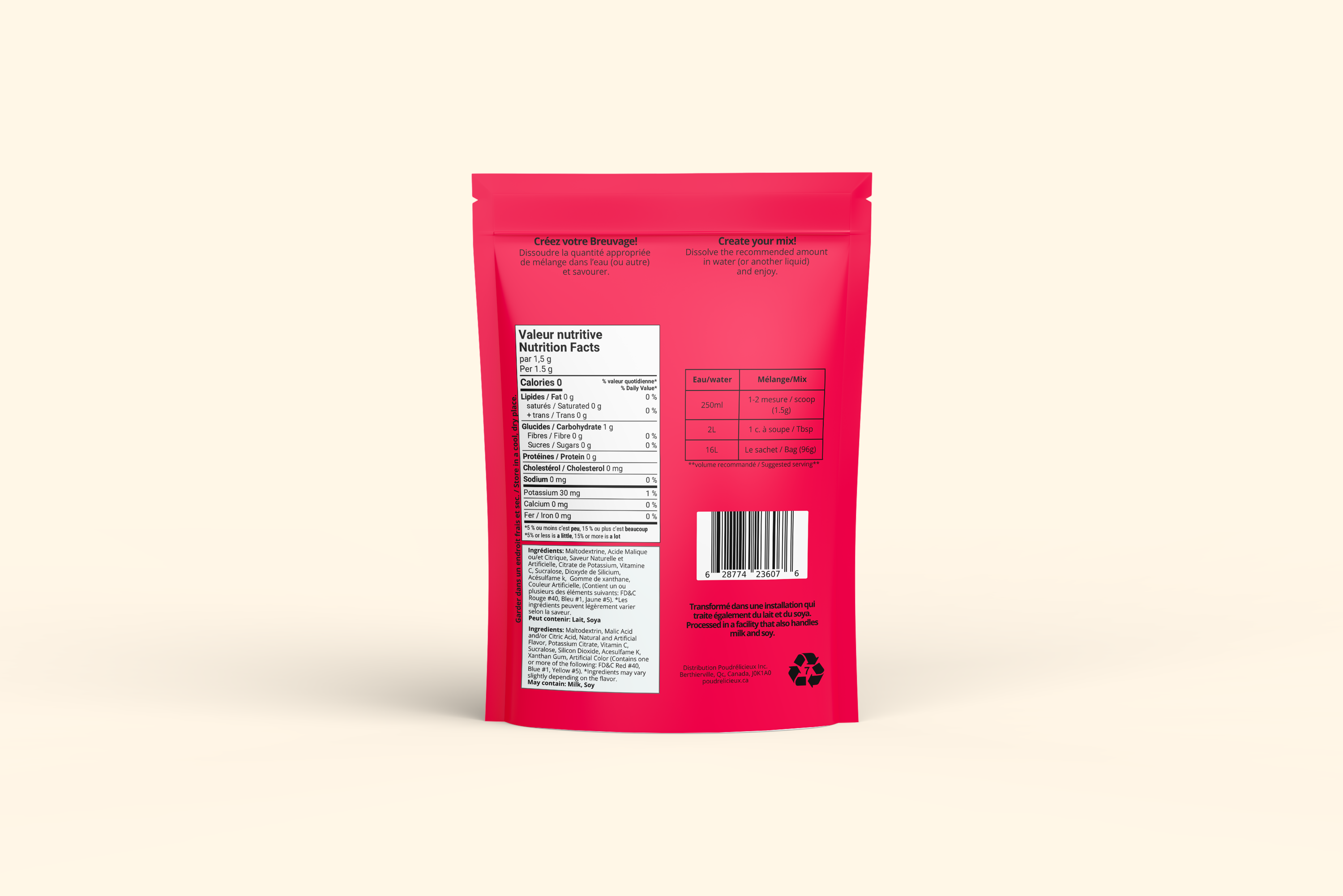 Cerise Sûre | Mélange à boisson sans sucre | 64 portions