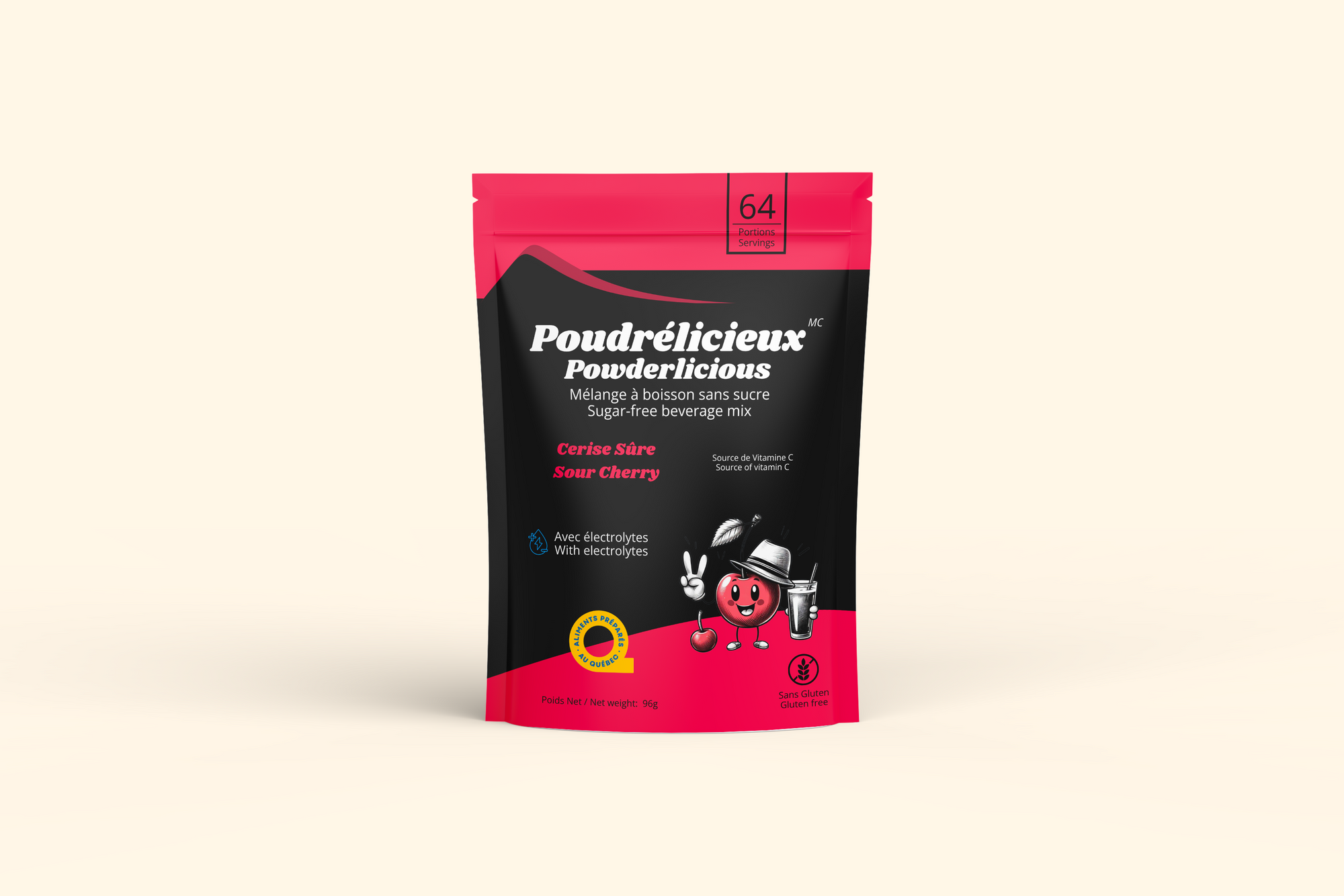 Cerise Sûre | Mélange à boisson sans sucre | 64 portions