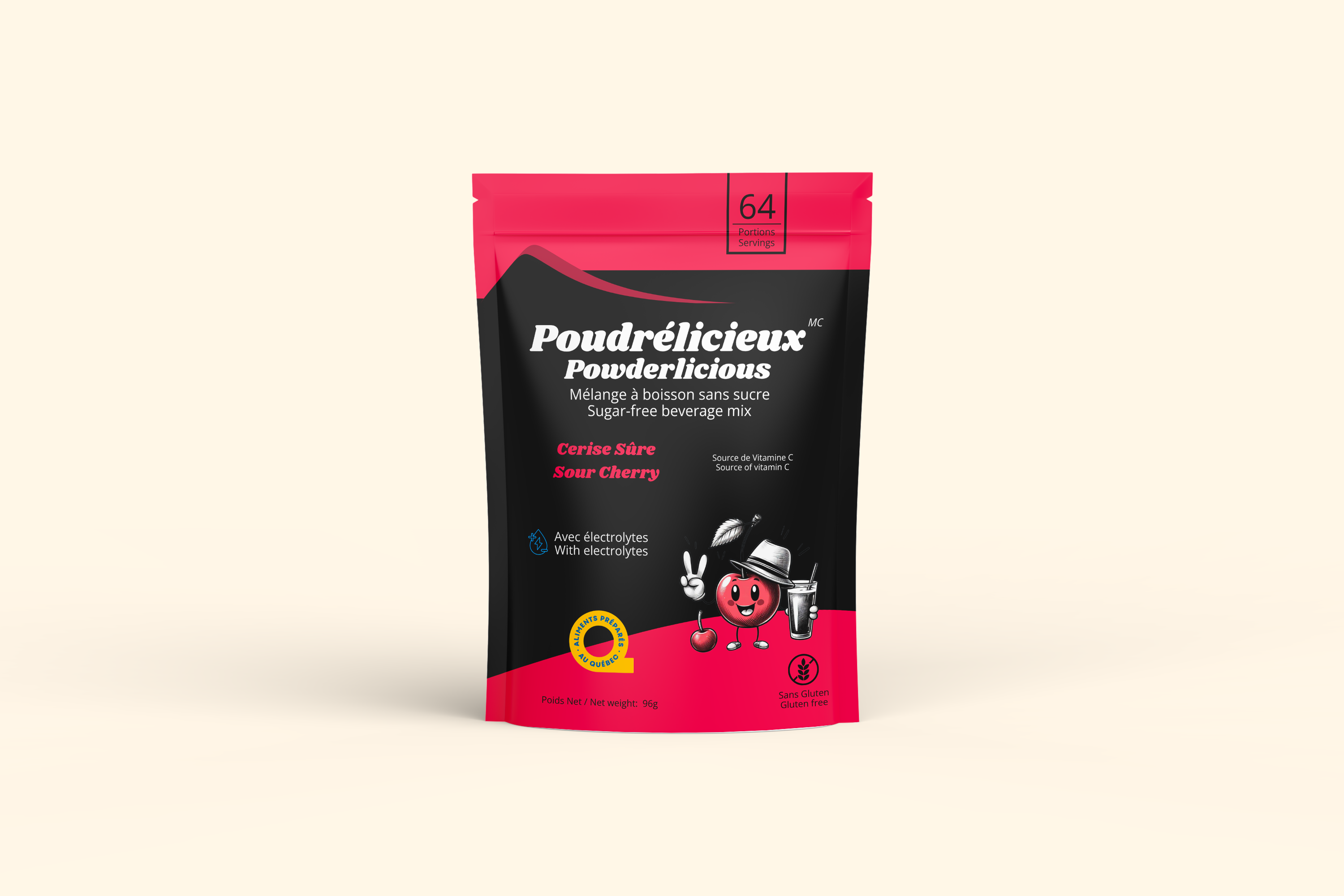 Cerise Sûre | Mélange à boisson sans sucre | 64 portions