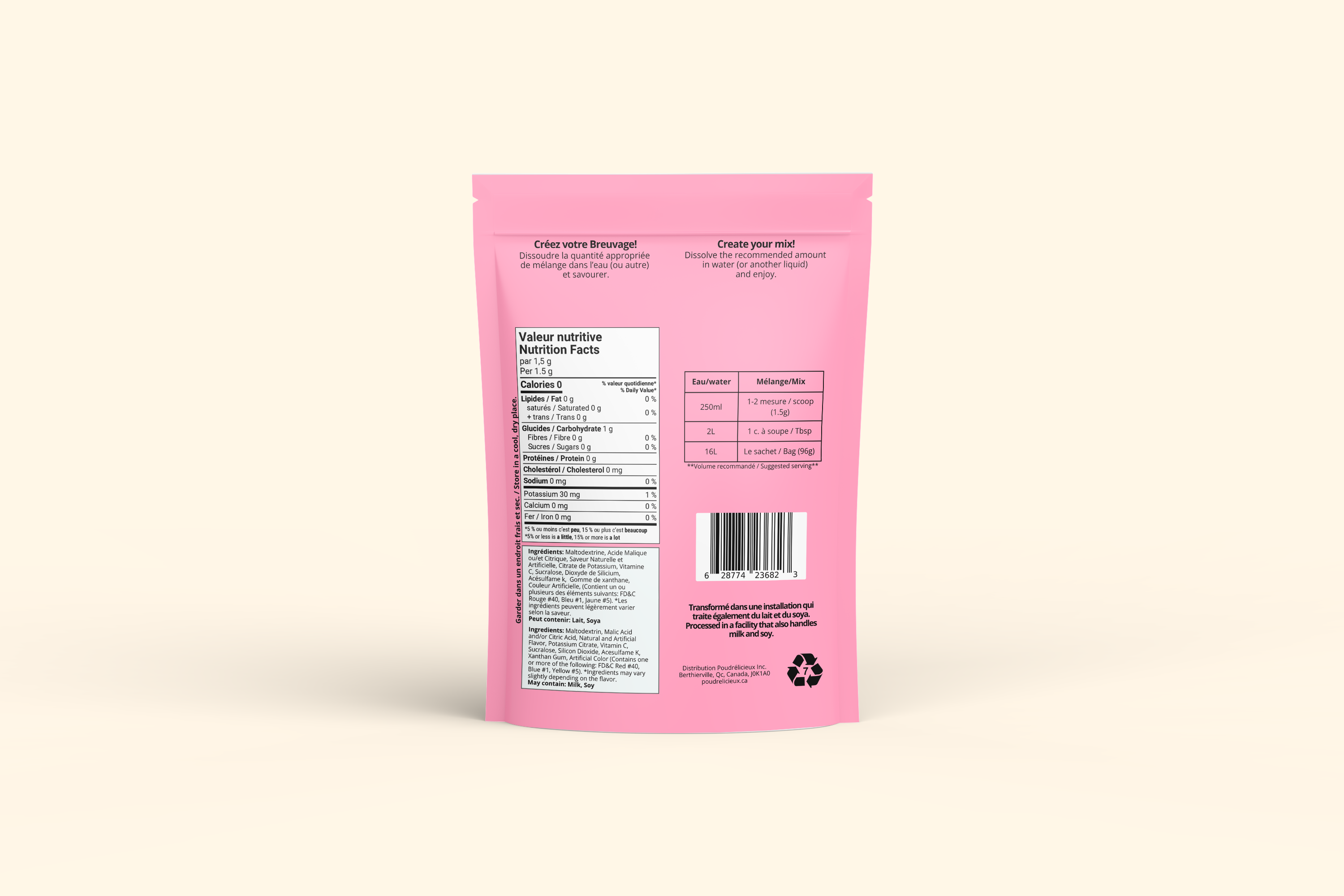 Bubble Gum | Mélange à boisson sans sucre | 64 portions