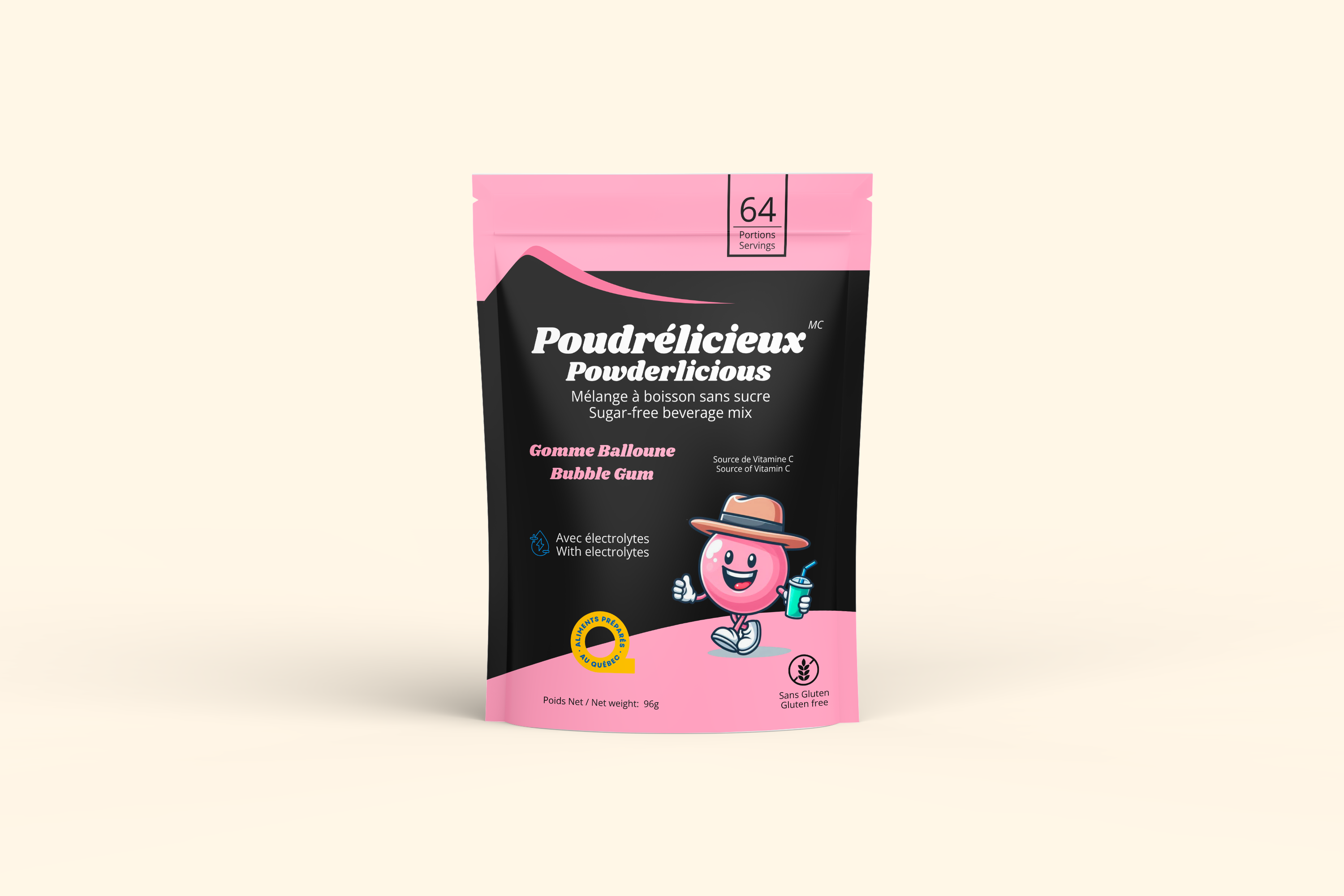 Bubble Gum | Mélange à boisson sans sucre | 64 portions