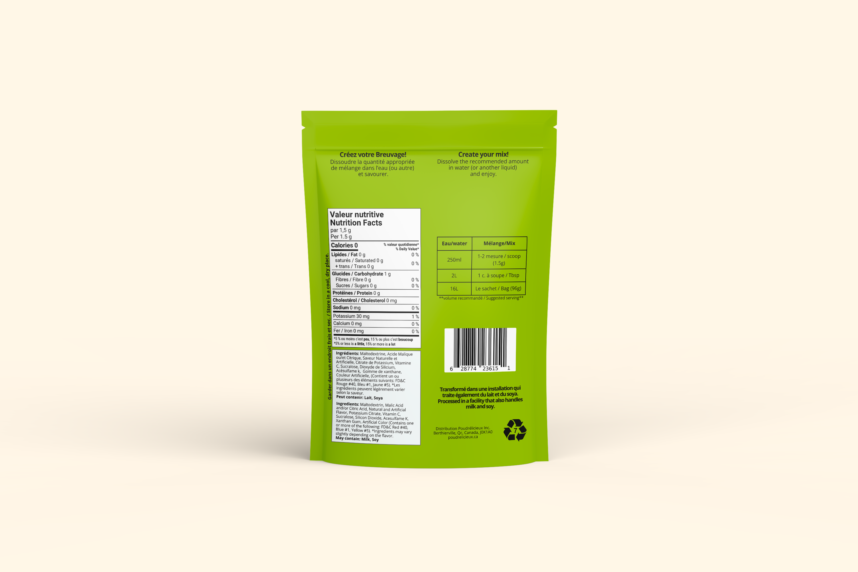 Lime | Mélange à boisson sans sucre | 64 portions
