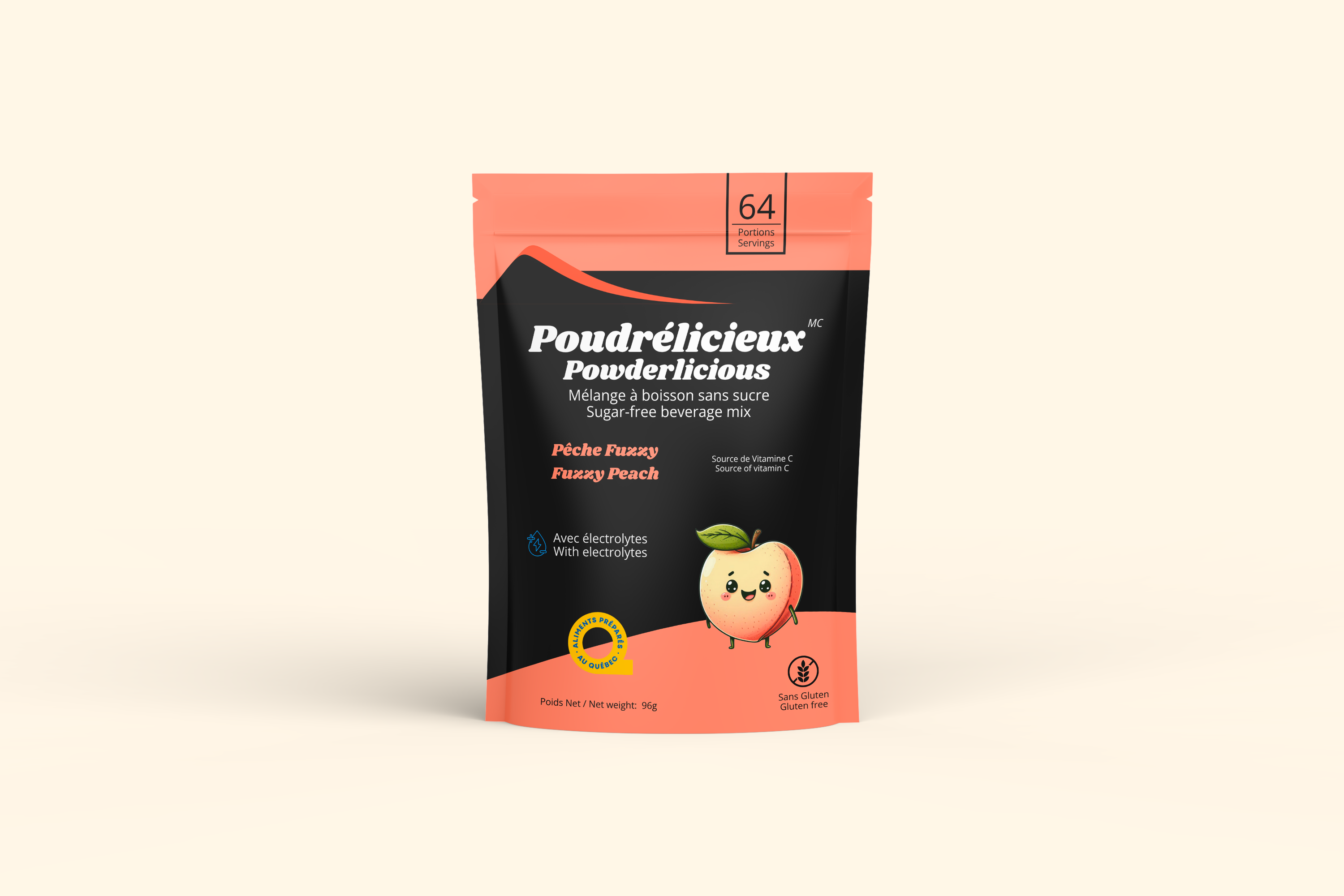Pêche Fuzzy (Surette) | Mélange à boisson sans sucre | 64 portions