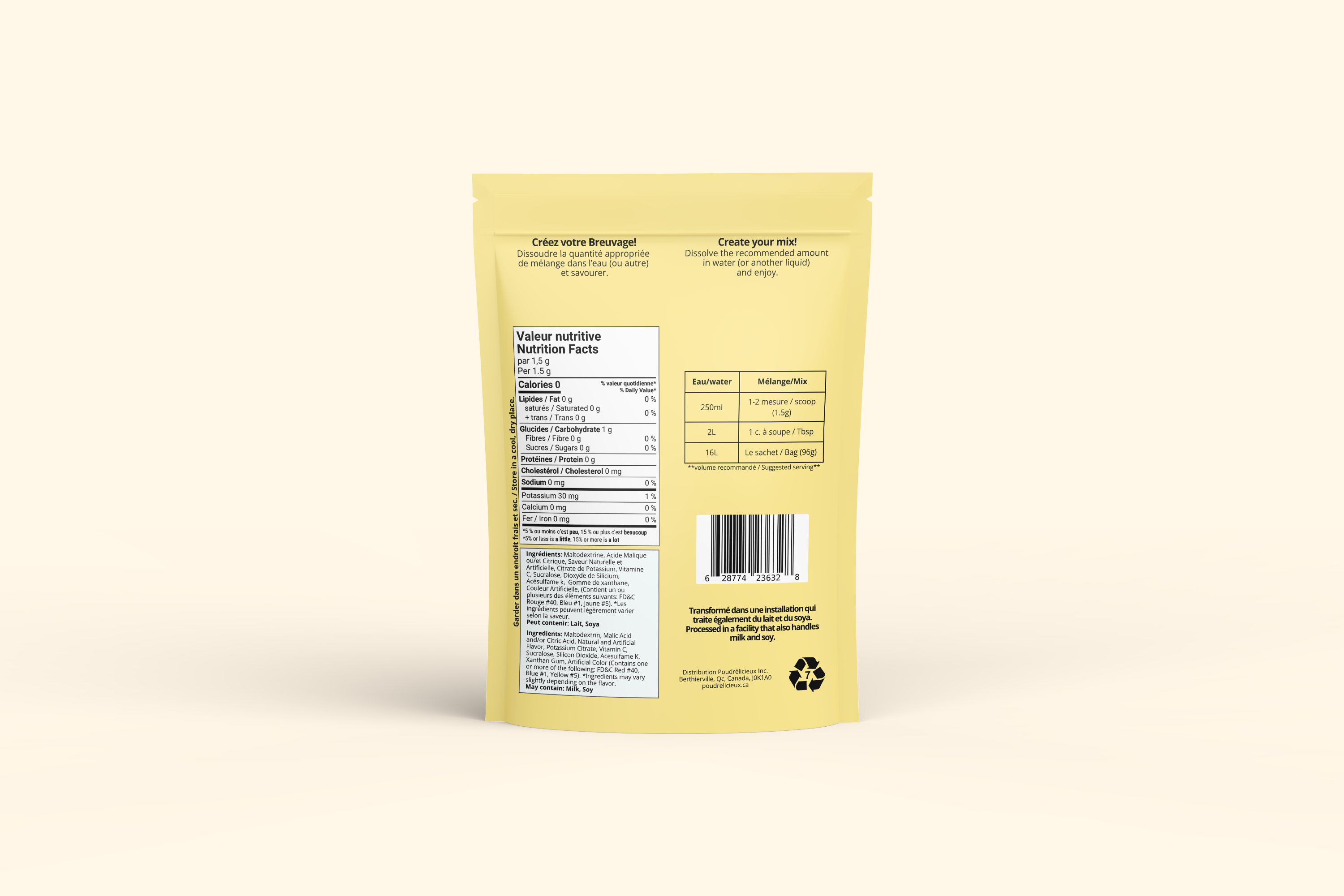 Piña colada | Mélange à boisson sans sucre | 64 portions