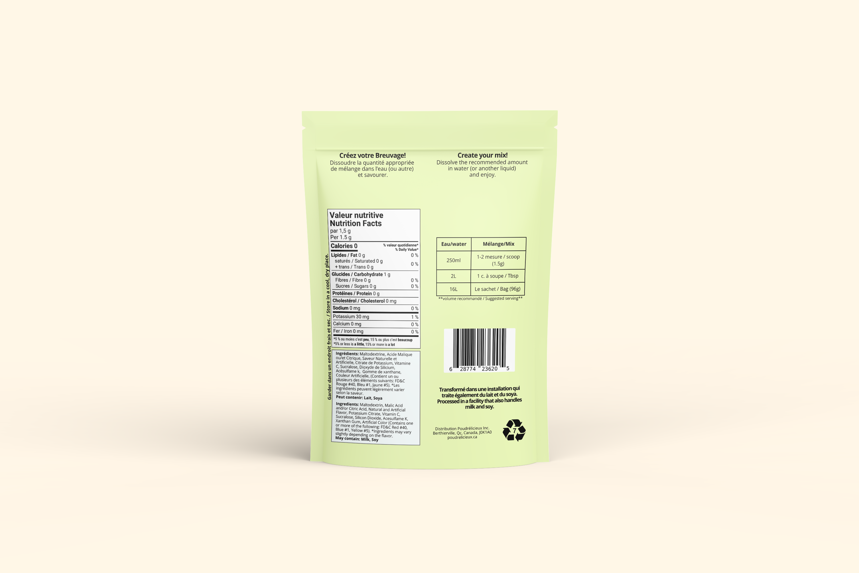 Raisin blanc | Mélange à boisson sans sucre | 64 portions