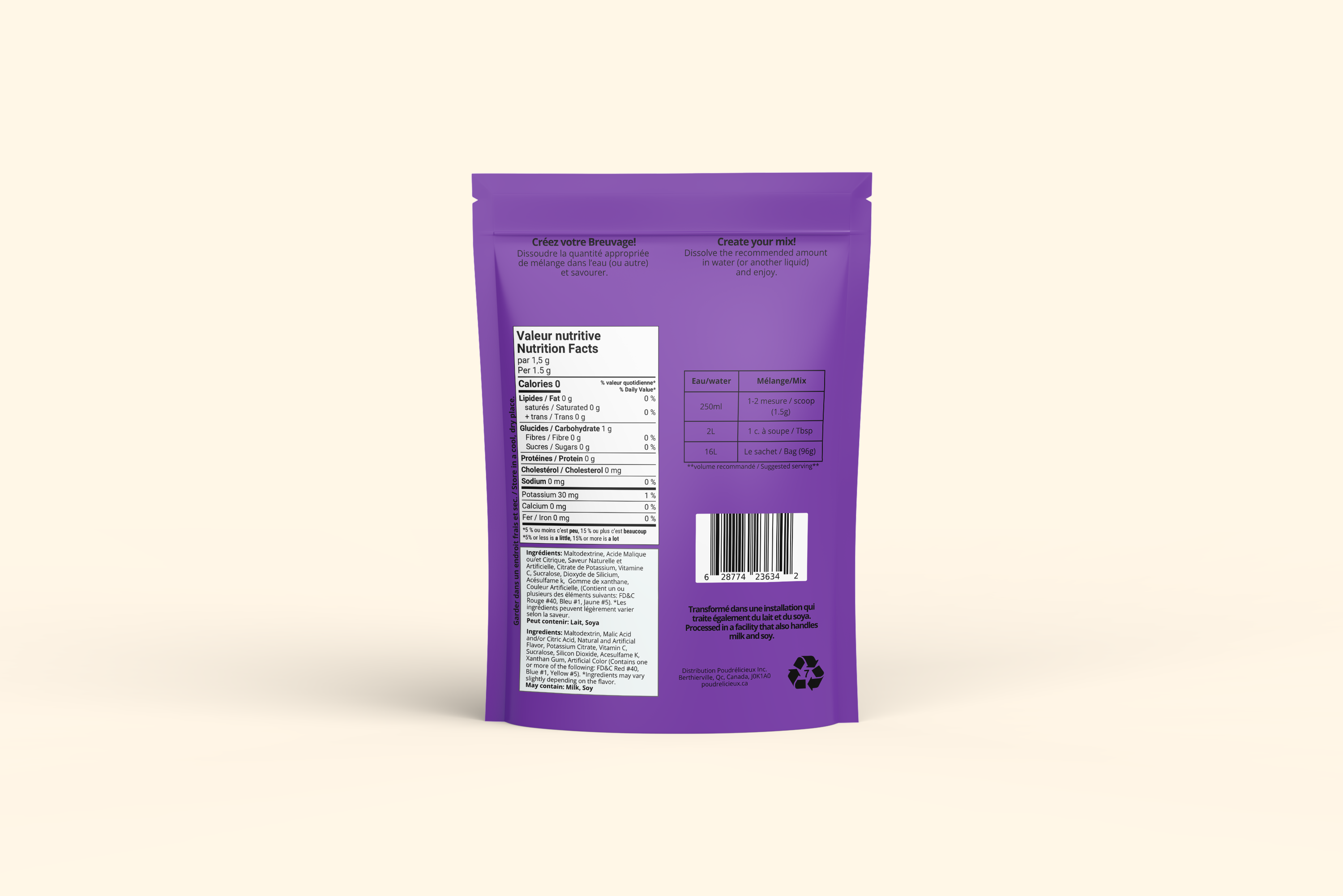 Raisin | Mélange à boisson sans sucre | 64 portions
